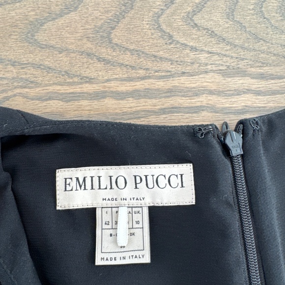 Emilio Pucci Black/Cream Wool Fitted Midi Dress Size 8- runs small - Picture 3 of 5